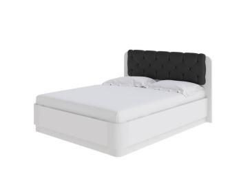 Кровать Орматек Wood Home Lite 1 с подъемным механизмом (ЛДСП Белая+экокожа ЛДСП Белый жемчуг/Белая эмаль (сосна)/Черный (TM-6)) 120x210